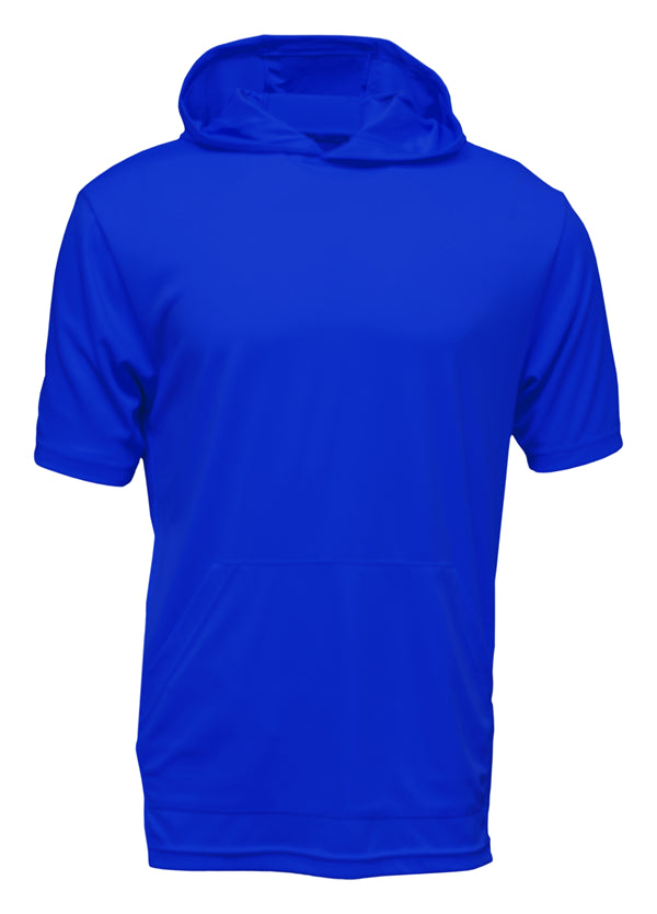 SS Hooded Sport Tee with Kangaroo Pocket and Logo